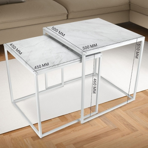 Стол журнальный МеталлАрт М002 белый мрамор 