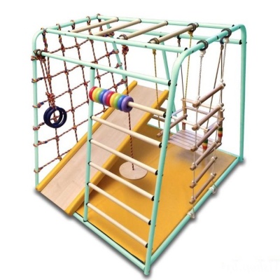 Детский игровой комплекс Вертикаль Веселый малыш горка с мягкими бортами изумрудный