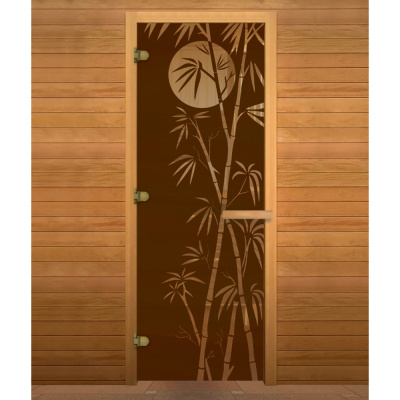 Дверь для бани Бронза БАМБУК 190х70 (8мм, 3 петли 710) (ОСИНА) левая