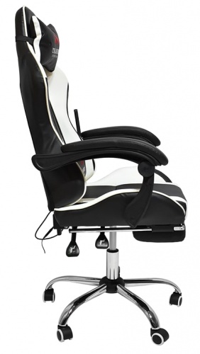 Вибромассажное кресло Calviano AVANTI ULTIMATO black white black с подножкой 
