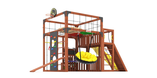 Детская площадка для дачи Савушка КУБ-3 Махагон с подушками