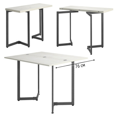 Стол-консоль Арлен 3 дуб белый металл графит 