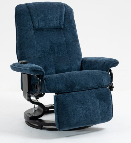 Кресло вибромассажное с пуфом CALVIANO 22 синий плюш 