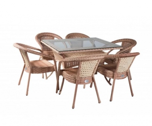 Комплект мебели Deco 6 с прямоугольным столом светлый