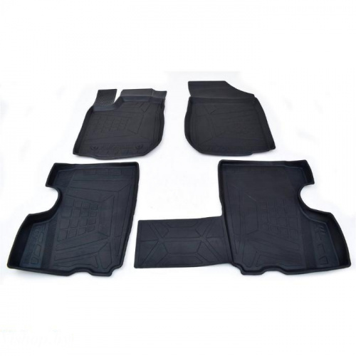 Коврики салона резиновые с бортиком для Renault Logan Черные