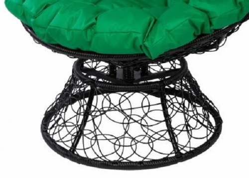 Кресло Papasan с пружиной черный, цвет подушки зелёный