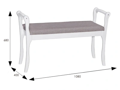Скамья с подлокотниками Мягкая серо-розвый снег 