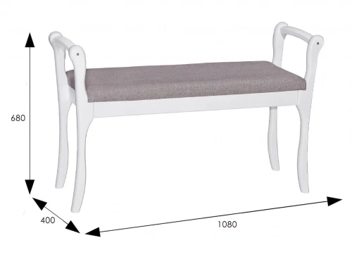 Скамья с подлокотниками Мягкая серо-розвый снег 