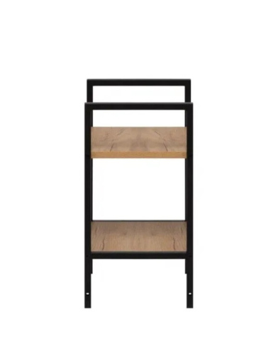 Стеллаж Leset Стилвуд 12 узкий 2 полки черный дуб крафт золотой 