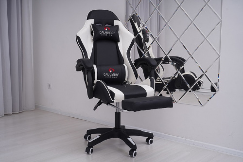 Вибромассажное кресло Calviano 1584 черно-белое PU 