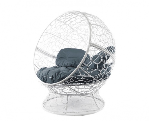 Кресло садовое M-Group Апельсин 11520109 белый ротанг серая подушка