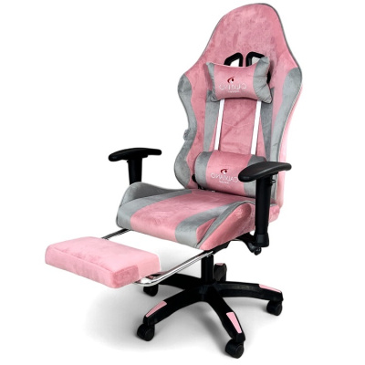 Вибромассажное кресло Calviano 1585 серо-розовый велюр 