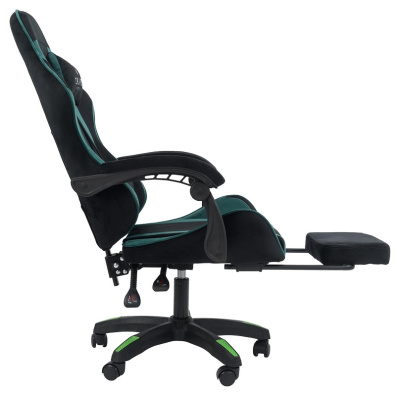 Вибромассажное кресло Calviano 1584 черно-зеленый велюр 