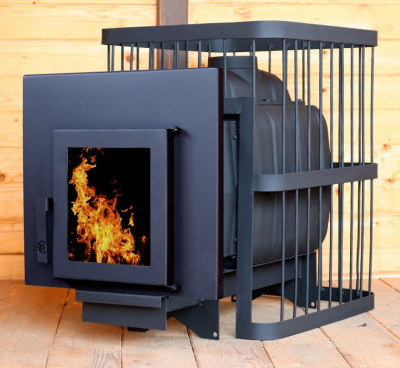 Печь банная КомфортПром Чугун 26 дверь со стеклом