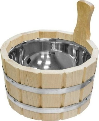 Шайка одноручная для бани 4,5л с нержавеющей вставкой ШН-4,5