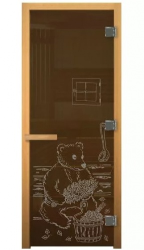 Дверь стеклянная Бронза Мишка 1900х700мм (8мм) левая