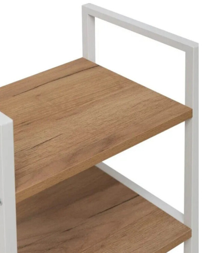 Стеллаж Leset Стилвуд 12 узкий 2 полки белый дуб крафт золотой 