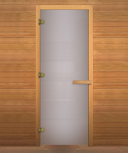 Дверь для бани стеклянная 1800х700 (сатин матовая, 3 петли, 8мм)