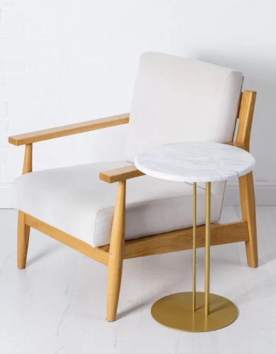 Стол приставной МеталлАрт М015 белый мрамор золото 