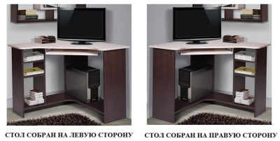 Стол ТЕХНО правое венге ясень шимо светлый 