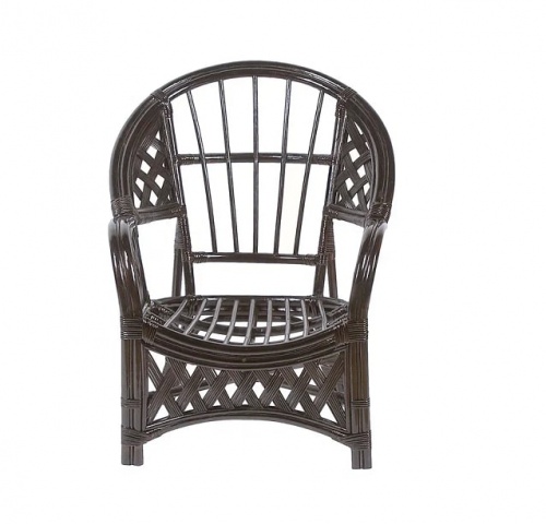 IND Комплект Черчиль кресло и овальный столик темно-коричневый темная подушка 