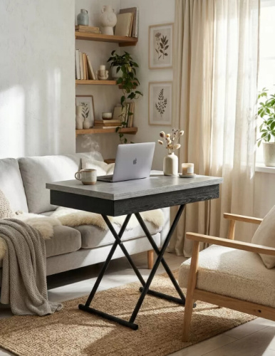 Стол трансформер Лерон ателье светлое черный 