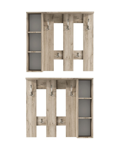 Вешалка настенная Артём-Мебель СН-100.43 дуб крафт серый 