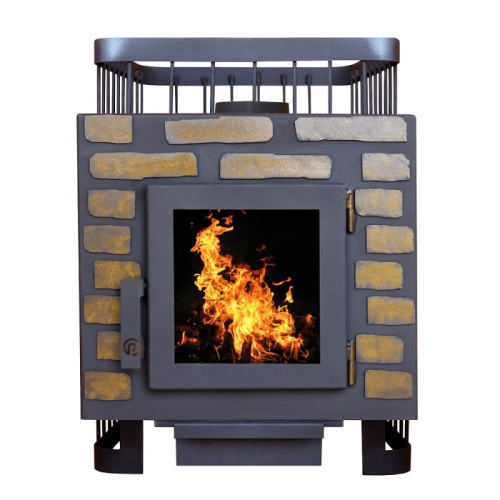 Печь банная КомфортПром Чугун 26 дверь стекло декор