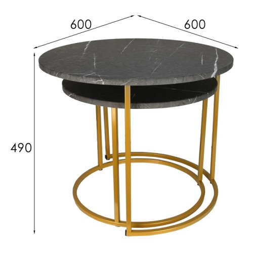 Стол журнальный МеталлАрт М001 черный мрамор золото 