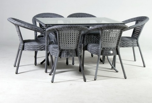 Комплект мебели Deco 6 PLUS с прямоугольным столом серый
