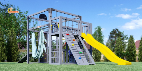 Детская площадка для дачи Савушка КУБ-3 Серый с гамаком для йоги