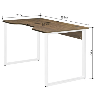Стол геймерский Гонконг ДТ-3 120x70x75 дуб табачный металл белый 