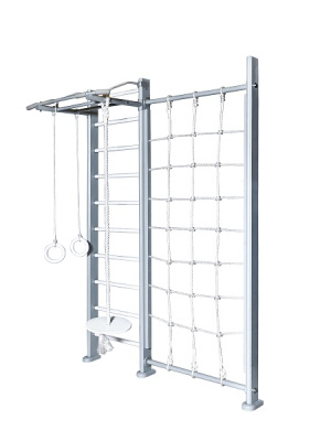 Детский спортивный комплекс Perfetto sport Scala in legno con rete grigio PS-124