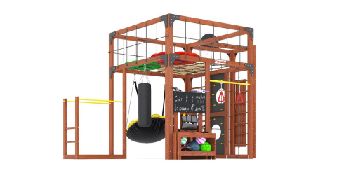 Детская площадка для дачи Савушка КУБ-2 Махагон с подушками