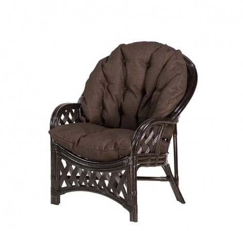 IND Комплект Черчиль кресло и столик темно-коричневый темная подушка 