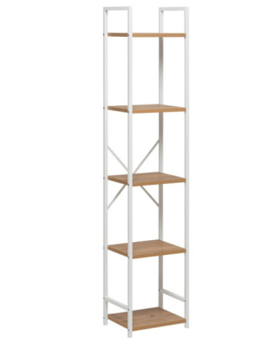 Стеллаж Leset Стилвуд 15 узкий 5 полок белый дуб крафт золотой 