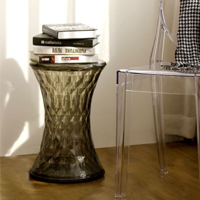 Стул-пуф Stone прозрачный серый 