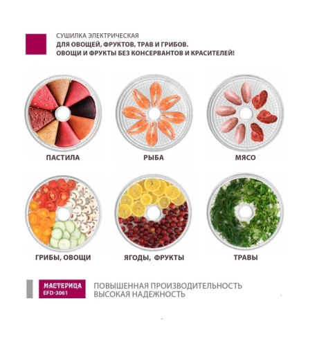 Сушилка для овощей и фруктов Мастерица EFD-3061 розовый перламутр