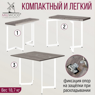 Стол-консоль Арлен 2 сосна пасадена металл белый 