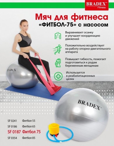 Мяч для фитнеса ФИТБОЛ-75 с насосом