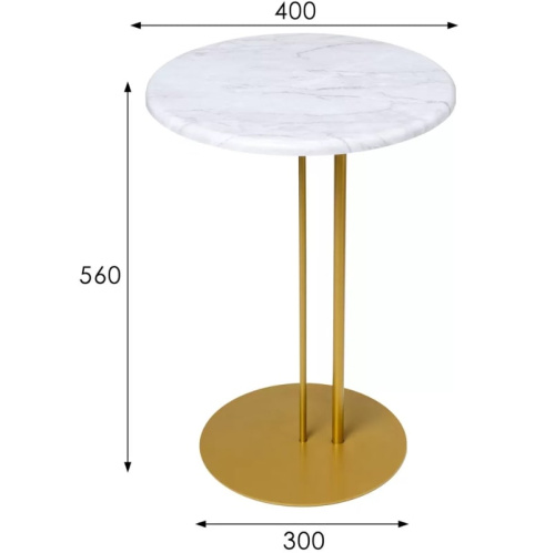 Стол приставной МеталлАрт М015 белый мрамор золото 