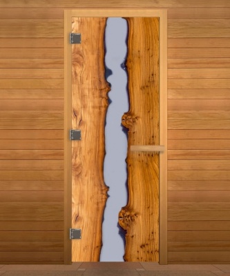 Дверь стеклянная Декор Слэб Люкс 1900х700 Осина