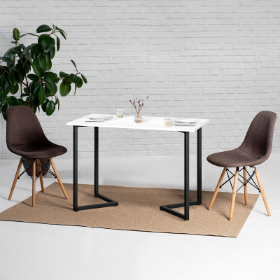 Стол Лондон 120х70 белый металл черный 