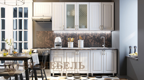 Кухонный гарнитур SV-мебель Прованс (2,6 м) 912 Белый текстурный/Корпус белый 