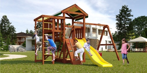Детский спортивный комплекс для дачи Савушка Мастер 3 Махагон