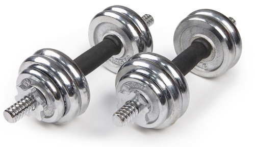 Набор хромированных гантелей в чемодане ATLAS SPORT с соединительным грифом 15 кг