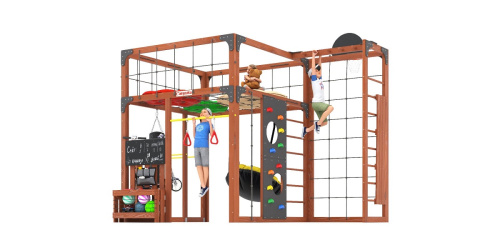 Детская площадка для дачи Савушка КУБ-2 Махагон с подушками
