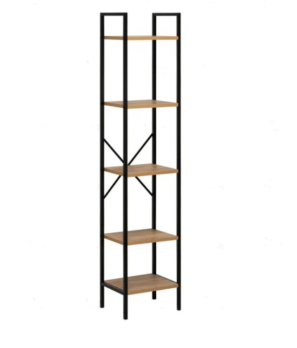 Стеллаж Leset Стилвуд 15 узкий 5 полок черный дуб крафт золотой 