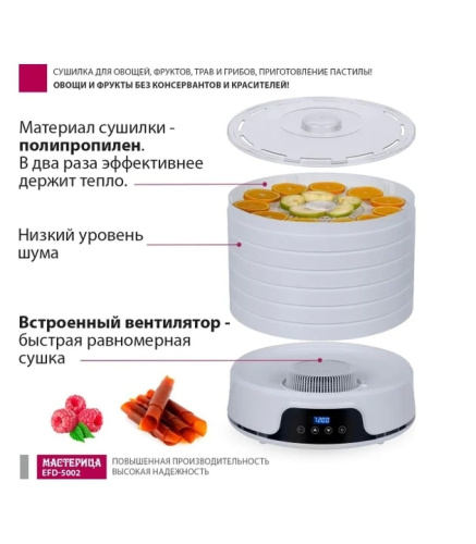 Сушилка для овощей и фруктов Мастерица EFD-5002 белый