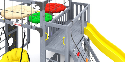 Детская площадка для дачи Савушка КУБ-3 Серый с подушками